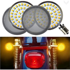 إشارات الانعطاف الخلفية من Eagle Lights Generation II مقاس 2 بوصة LED كهرمانية (إشارات الانعطاف الخلفية (1156)، عدسات بدون دخان) لنمط رصاصة الدراجة النارية Harley Davidson