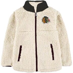 Outerstuff Chicago Blackhawks Girls Size 4-16 Team Logo Sherpa Fleece Full Zip Jacket