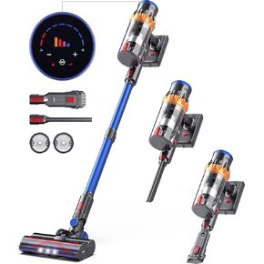 NADALY Cordless Vacuum Cleaner, 550W/45Kpa Stick Vacuum with Touch Screen, MAX 60Mins Runtime Vacuum Cleaner for Home, Anti-Tangle & Auto Mode, Wireless Vacuum for Pet Hair Carpet Hardwood Floor