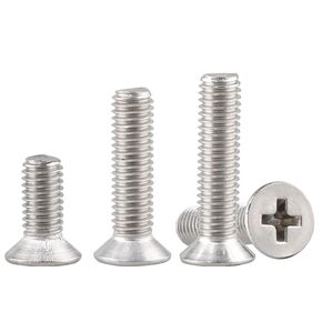 50pcs M3.5-0.6x6mm Phillips Flat Head Machine Screws, Stainless Steel 304 (18-8), UNC Coarse Thread, Countersunk Head Machine Screws, Silver