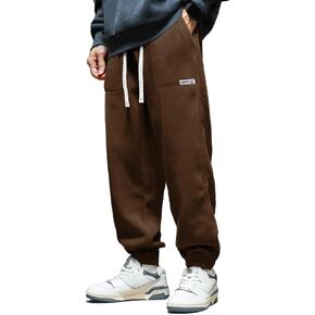 Mens Corduroy Joggers Pants Casual Elastic Waist Drawstring Stretch Tapered Sweatpants with Pockets