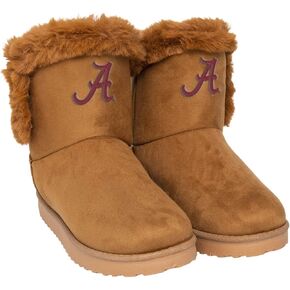 FOCO Women's NCAA College Team Logo Brown Faux Fur Boots