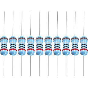 YOKIVE 50 PCS Metal Film Resistors, 820 Ohm Resistor with 1/2W 1% Tolerance, Lead, Good for DIY Electronic Projects (5 Color Bands, 9±1mm) in Kuwait