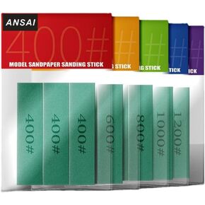 ANSAI Hobby Tools Pro 15pcs Hand Sanding Block Set Washable,Reusable (400# 600#800#1000#1200 Grit)