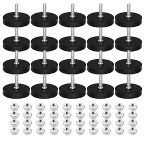 Rubber Coated Neodymium Magnets, 20 Pcs Anti Scratch Rubber Coated Magnet with M4 Male Threaded Stud and Nuts, Non-Slip Strong Monting Round Magnet Bolt Covers Waterproof Holder for Lighting,Camera