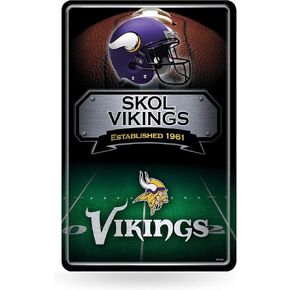 Rico Industries NFL Minnesota Vikings Large Metal Sign 11" x 17" Large Metal Home Décor Sign