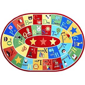 Furnish my Place 745 ABC with Animal ABC Area Rug for Kids, Educational Alphabet, Animals Children Rug, Multicolor (7' 10" Round)