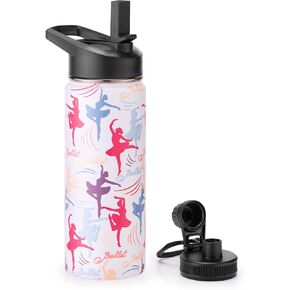18oz Insulated Water Bottle with Straw Lid & Spout Lid, Game Controller, Gift for Kids Boys Girls Student Sports Travel Fitness Hiking Outdoors, Double Wall, Hands Wash Only, Black
