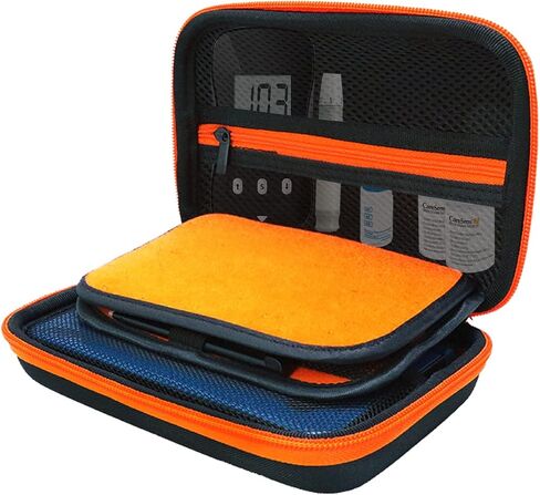 EVA Hard Diabetic Supplies Travel Case Protective Organizer Carrying Bag Pouch Holder for Diabetes Testing Kit, Blood Glucose Meter Monitor, Lancets, Test Strips, Insulin Syringes, Pill Vials (Orange) in Saudi Arabia