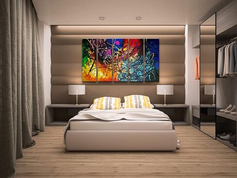 Wieco Art 5 لوحات مجردة من اللوحات الزيتية على شكل قلب مستنسخة على قماش جدار ديكور فني جاهز للتعليق لديكورات المكاتب المنزلية كبيرة جدًا وحديثة 100٪ مصنوعة يدويًا من الأعمال الفنية الانطباعية المعاصرة in Kuwait