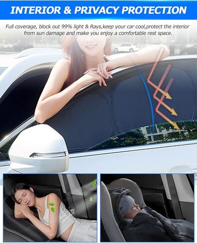 Karltys Sunshade for 2022-2024 VW Volkswagen Taos, Windshield & Front Seats Side Window Sun Shade, Thick Foldable Window Covers, Car Reflective Sun Visor Blocks UV & Heat (3PCS) in Saudi Arabia