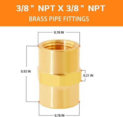 وصلة تركيب الأنابيب النحاسية NPT، 1/2 بوصة × 1/2 بوصة خيط أنثى قياسي NPT (عبوة من 2) in Kuwait