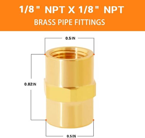 وصلة تركيب الأنابيب النحاسية NPT، 1/2 بوصة × 1/2 بوصة خيط أنثى قياسي NPT (عبوة من 2) in Kuwait