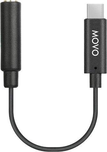 Movo Female 3.5mm TRRS Microphone Adapter Cable to USB-C Connector Dongle Compatible with Apple iPhone 15 and up, iPad Smartphones and Tablets - Optimized for Microphones/Pro Audio in Kuwait