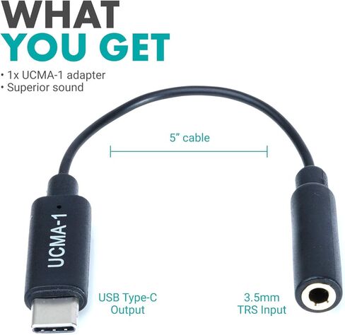 Movo Female 3.5mm TRRS Microphone Adapter Cable to USB-C Connector Dongle Compatible with Apple iPhone 15 and up, iPad Smartphones and Tablets - Optimized for Microphones/Pro Audio in Kuwait