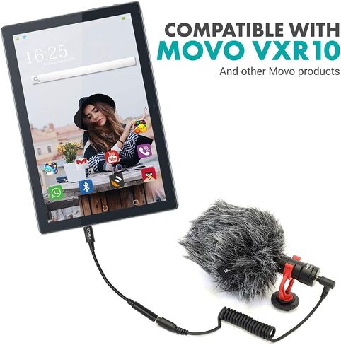 Movo Female 3.5mm TRRS Microphone Adapter Cable to USB-C Connector Dongle Compatible with Apple iPhone 15 and up, iPad Smartphones and Tablets - Optimized for Microphones/Pro Audio in Kuwait