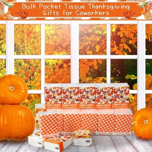 Therwen 100 Pack Hello Fall Pocket Tissues Travel Packs Bulk Thanksgiving Party Favors 1000 Sheet Small Tissues Pocket Packs 3 Ply Mini Travel Size Tissue Packs for Goodie Bag in Saudi Arabia