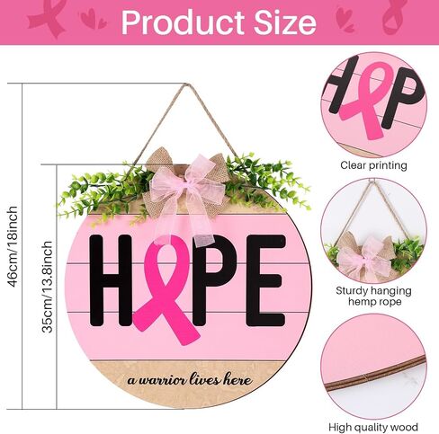 Breast Cancer Awareness Sign Decoration Pink Ribbon Hanging Wooden Plaque Breast Cancer Awareness Wreaths for Office Front Porch Door Indoor Outdoor Walls Party Decor in Saudi Arabia