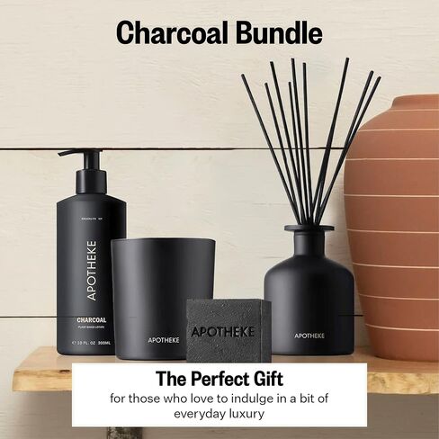 Apotheke Charcoal Bundle with Scented Candles, Oil Reed Diffuser, Body Lotion & Body Bar Soap in Saudi Arabia