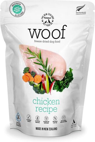 WOOF Duck طعام الكلاب الخام المجفف بالتجميد، أو الخلاط، أو الطبقة العلوية، أو الحلوى - نسبة عالية من البروتين، طبيعي، وصفة ذات مكونات محدودة 9.9 أونصة in Kuwait