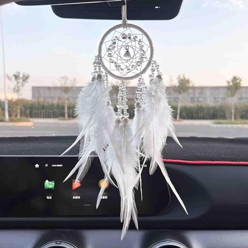 Car Dream Catcher for Rearview Mirror Accessories, Car Mirror Hanging Accessorie, Car Charms Ornament Lucky Ornament Pendant Car Interior Accessorie (Pink) in Saudi Arabia
