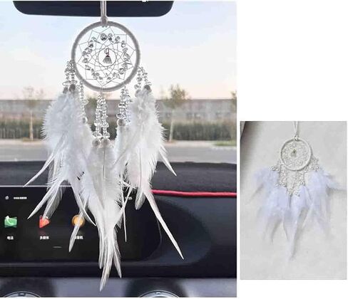 Car Dream Catcher for Rearview Mirror Accessories, Car Mirror Hanging Accessorie, Car Charms Ornament Lucky Ornament Pendant Car Interior Accessorie (Pink) in Saudi Arabia