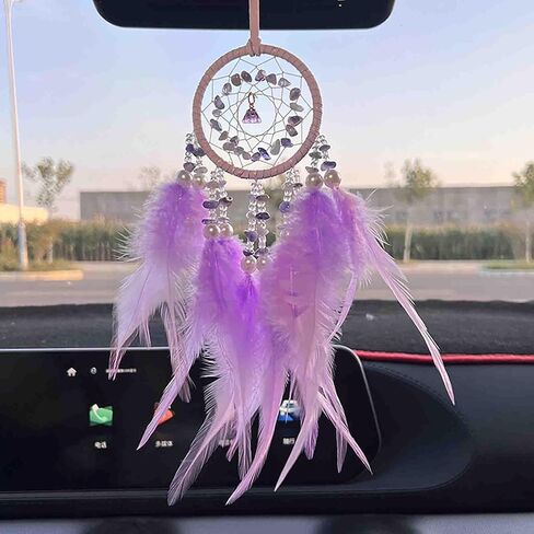 Car Dream Catcher for Rearview Mirror Accessories, Car Mirror Hanging Accessorie, Car Charms Ornament Lucky Ornament Pendant Car Interior Accessorie (Pink) in Saudi Arabia