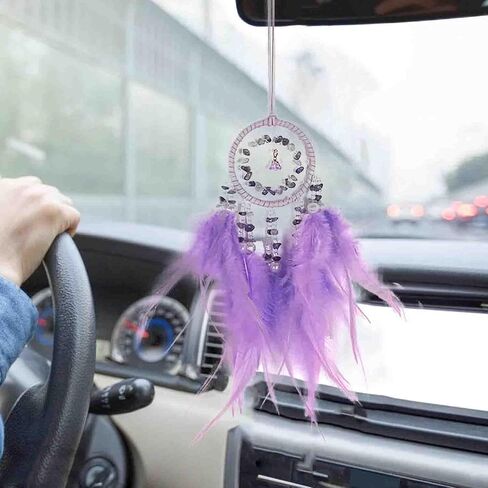 Car Dream Catcher for Rearview Mirror Accessories, Car Mirror Hanging Accessorie, Car Charms Ornament Lucky Ornament Pendant Car Interior Accessorie (Pink) in Saudi Arabia