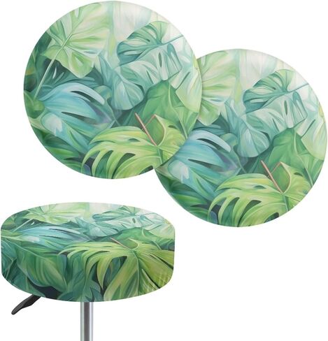 Palm Leaf Breathable Soft Round Stool Covers with Elastic Band 13-15 Inch Furniture Chair Seat Cover Washable Quick-Drying Bar Stool Covers Resuable Round Chairs Cushion in Saudi Arabia