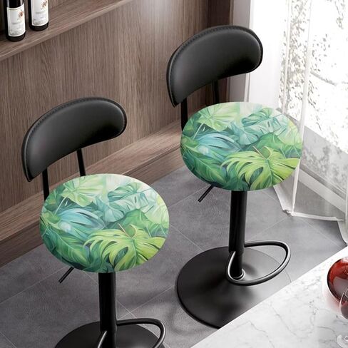 Palm Leaf Breathable Soft Round Stool Covers with Elastic Band 13-15 Inch Furniture Chair Seat Cover Washable Quick-Drying Bar Stool Covers Resuable Round Chairs Cushion in Saudi Arabia
