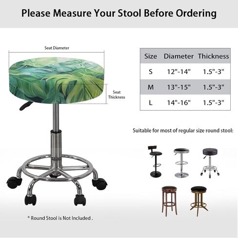 Palm Leaf Breathable Soft Round Stool Covers with Elastic Band 13-15 Inch Furniture Chair Seat Cover Washable Quick-Drying Bar Stool Covers Resuable Round Chairs Cushion in Saudi Arabia