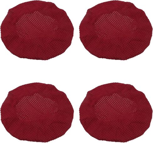 4pcs Bar Stool Seat Covers Round Elastic Bar Chair Covers, Washable Stool Slipcovers for Dia 12-14 Inch Chairs, Red in Saudi Arabia