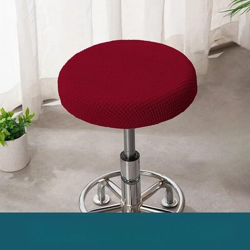 4pcs Bar Stool Seat Covers Round Elastic Bar Chair Covers, Washable Stool Slipcovers for Dia 12-14 Inch Chairs, Red in Saudi Arabia