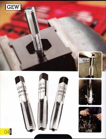 صنابير يدوية من GEW مصنوعة من الفولاذ الكربوني متري 7 × 1 مم لليد اليمنى (مجموعة من 3 قطع - مستدقة/قابس/أسفل)، إصلاح الخيوط للخيوط وإعادة الخيوط الداخلية والخارجية، خيوط مقطوعة بدقة in Kuwait