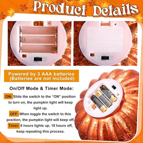 قطعتان من ضوء اليقطين الزجاجي للهالوين تضيء زجاج اليقطين والبرتقال الزئبقي الزجاجي مع مؤقت LED يعمل بالبطارية على شكل قرع مضاء لتزيين طاولات المنزل والمطبخ in Kuwait