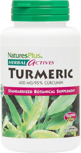 Natures Plus Herbal Actives Turmeric - 400 مجم، 95% كركمين، 60 كبسولة نباتية - نباتية، خالية من الغلوتين - 60 وجبة in Kuwait