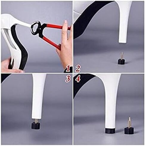 6 Pairs Black Durable U-shape Heel Tips Replacement High Heel Caps Protectors Shoe Repair Tip Taps Shoes Dowels Lifts Replacement for Women Non-slip (8mm, Thick Pins-3mm) in Saudi Arabia