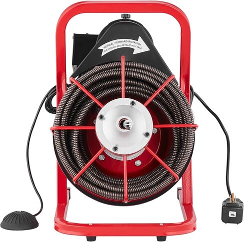 VEVOR Drain Cleaner Machine 75FT x 1/2 Inch, Sewer Snake Auger Manual Feed, 370W Electric Drain Cleaning Machine with 4 Cutters & Air-activated Foot Switch for 2" to 4" Pipes in Saudi Arabia