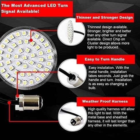 إشارات الانعطاف الخلفية من Eagle Lights Generation II مقاس 2 بوصة LED كهرمانية (إشارات الانعطاف الخلفية (1156)، عدسات بدون دخان) لنمط رصاصة الدراجة النارية Harley Davidson in Saudi Arabia
