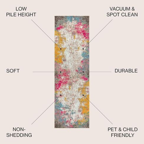 JONATHAN Y CTP107B-28 Contemporary POP Modern Abstract Indoor Area-Rug Bohemian Easy-Cleaning High Traffic Bedroom Kitchen Living Room Non Shedding, 2 ft x 8 ft, Multi-colored in Saudi Arabia