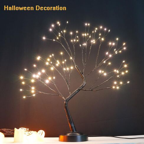 Tabletop Tree Light 108 LED Bonsai Artificial Tree Lamp with Timer for Home Office Decorative Party Halloween Holiday, Battery/USB Operated (Warm White) in Saudi Arabia