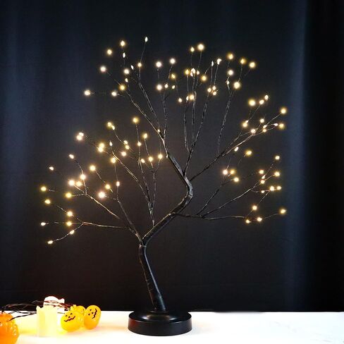 Tabletop Tree Light 108 LED Bonsai Artificial Tree Lamp with Timer for Home Office Decorative Party Halloween Holiday, Battery/USB Operated (Warm White) in Saudi Arabia