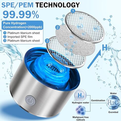 Hydrogen Water Bottle 2024, Hydrogen Water Bottle Generator, 3-Min Rapid Electrolysis, 2000+ PPB Hydrogen Water, 450ml Portable Hydrogen Water Generator for Office, Travel, Daily Drinking and Gifts in Kuwait