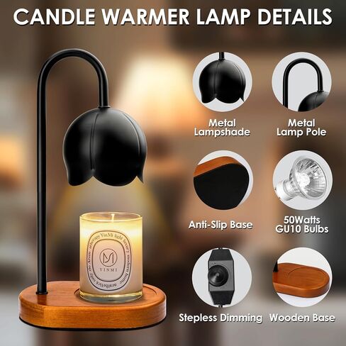 Candle Warmer Lamp, Electric Candle Lamp Warmer with Dimmable Light House Warming Gifts, Vintage Candle Lamp with Bulbs Wood Base for Jar Candles,Lamp Candle Warmer for Home Decor Gifts for Women Mom in Saudi Arabia