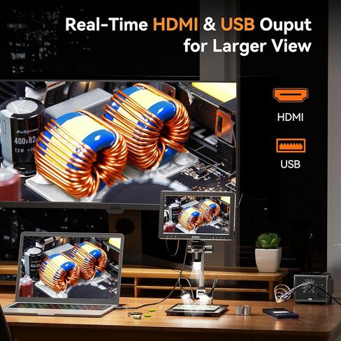 مجهر رقمي Elikliv EDM9 Max 10.1 بوصة HD IPS HDMI 1500X، مكبر مجهر للعملات المعدنية 20 ميجابكسل للعملات المعدنية الخطأ مع شاشة، مجهر لحام LCD لإصلاح الإلكترونيات، 10 أضواء، عرض الكمبيوتر/التلفزيون، 64 جيجابايت in Kuwait