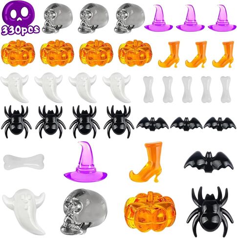 330 قطعة من حشو مزهرية الهالوين، ديكورات طاولات الهالوين، يقطين أكريليك صغير، عنكبوت، شبح، عظمة، أحجار كريمة، خفاش، جمجمة لقطع مركزية لحفلات الهالوين، حشو صناديق الهالوين الحسية، الحرف اليدوية اليدوية in Kuwait