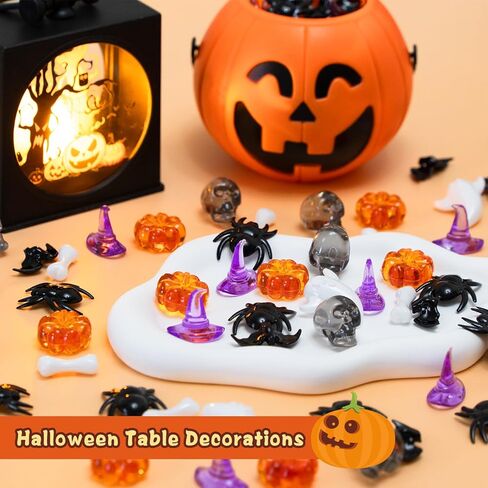 330 قطعة من حشو مزهرية الهالوين، ديكورات طاولات الهالوين، يقطين أكريليك صغير، عنكبوت، شبح، عظمة، أحجار كريمة، خفاش، جمجمة لقطع مركزية لحفلات الهالوين، حشو صناديق الهالوين الحسية، الحرف اليدوية اليدوية in Kuwait