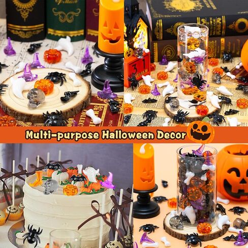 330 قطعة من حشو مزهرية الهالوين، ديكورات طاولات الهالوين، يقطين أكريليك صغير، عنكبوت، شبح، عظمة، أحجار كريمة، خفاش، جمجمة لقطع مركزية لحفلات الهالوين، حشو صناديق الهالوين الحسية، الحرف اليدوية اليدوية in Kuwait