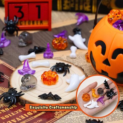 330 قطعة من حشو مزهرية الهالوين، ديكورات طاولات الهالوين، يقطين أكريليك صغير، عنكبوت، شبح، عظمة، أحجار كريمة، خفاش، جمجمة لقطع مركزية لحفلات الهالوين، حشو صناديق الهالوين الحسية، الحرف اليدوية اليدوية in Kuwait