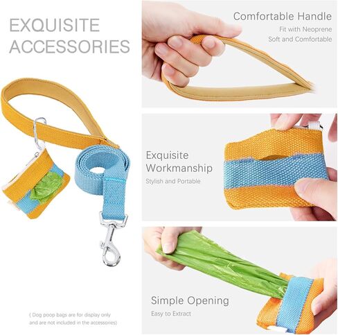 مجموعة حزام ومقود للكلاب بدون سحب، حزام رسن للكلاب مع حامل حقيبة فضلات، أشرطة قطنية خفيفة الوزن قابلة للتعديل مناسبة للكلاب الصغيرة والمتوسطة والكبيرة والمشي في الهواء الطلق والجري والمشي لمسافات طويلة in Kuwait